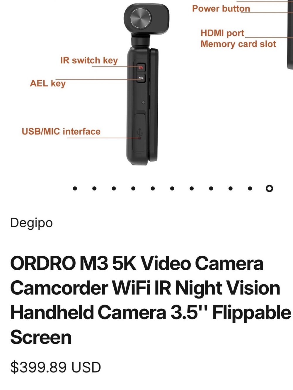 Ordro M3 5K Video Camera/Camcorder/Camera WiFi IR Night Vision - Picture 12 of 13